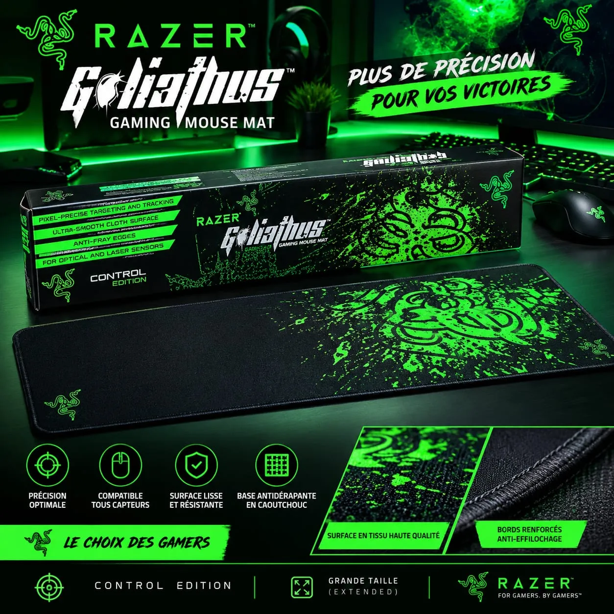 Tapis de Souris Gamer Razer Goliathus Control Edition – Taille Extended (XXL)